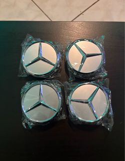 Set of 4 75mm Wheel center cap Mercedes Silver  fits most OEM wheels