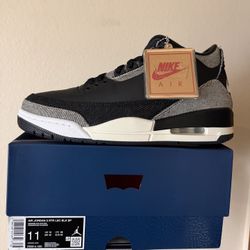Mens Nike Air Jordan Retro 3 Size 11 Levi Black 