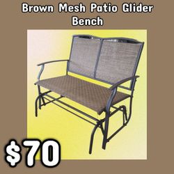 NEW Brown Mesh Patio Glider Bench: Njft 