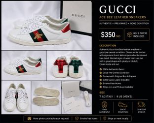 GUCCI ACE BEE LEATHER SNEAKERS