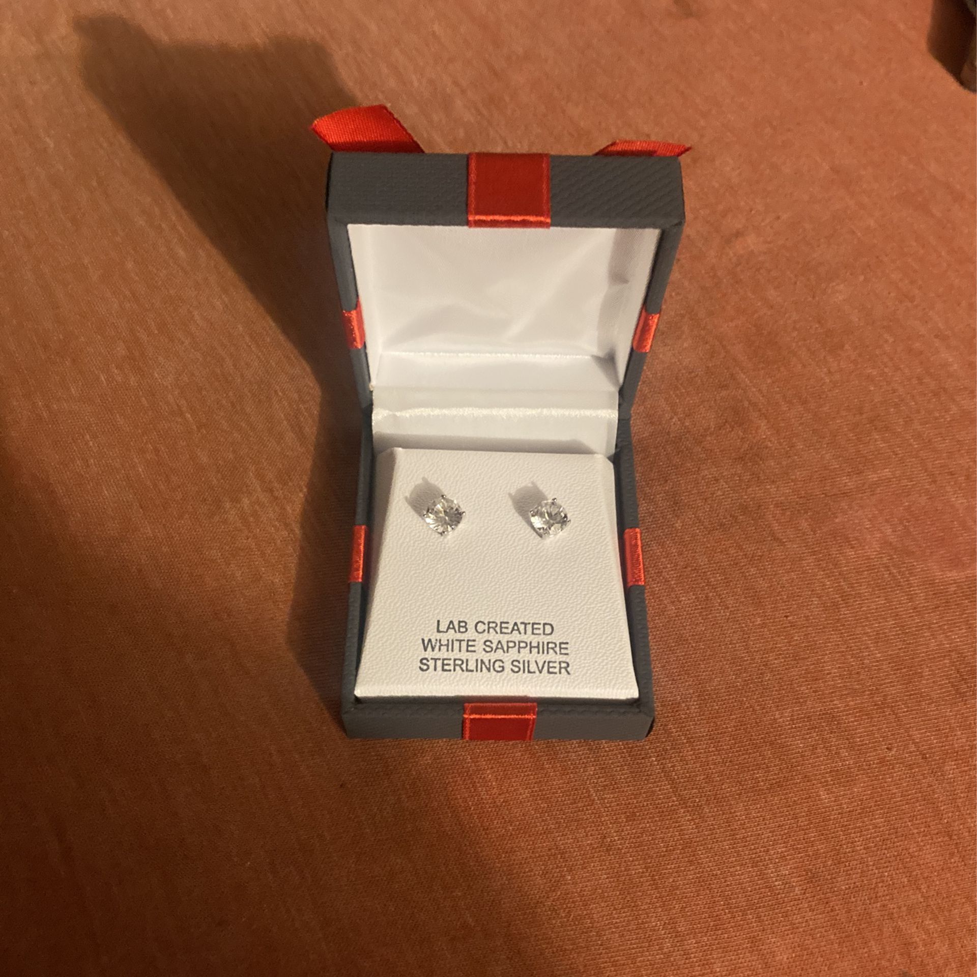 L C White Sapphire Sterling Silver Earrings $45 
