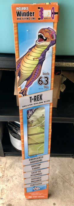 X Kites (63" Tall) T-REX Deluxe Nylon Kite Fiberglass Ripstop SkyTail W/ Winder