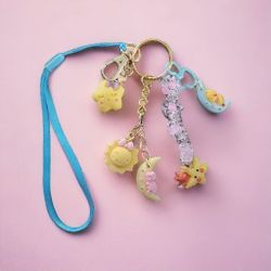 Moon Stars Sun Charm Keychain