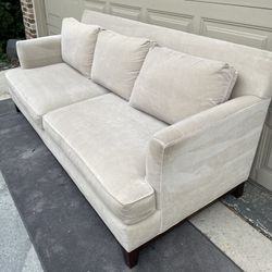 Walter E Comfy Ivory Sofa Wood Base