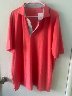 Puma MATTR Check Golf Polo Shirt, Peach Frost/Ash Gray, Men's XL Brand New W Tag