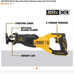 DEWALT 20V MAX XR Cordless Brushless Reciprocating Saw (Tool Only)