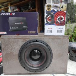 12"  1600 Watt Sub Custom Ported Box 2k Amp And Wiring