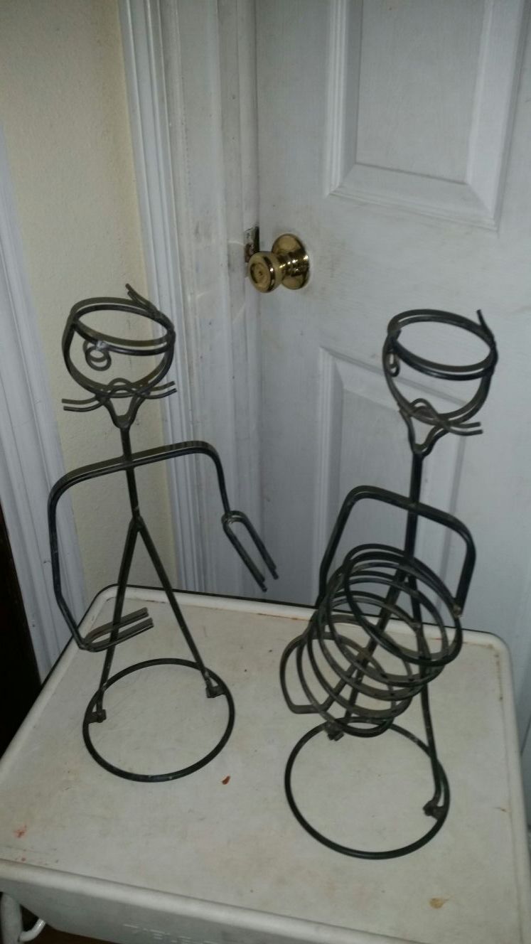 Wine rack holder "bottle/cups", metal/ botella/copas