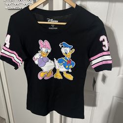 Disney Daisy & Donald Duck Jersey Black Shirt Women New With Tags Size Medium