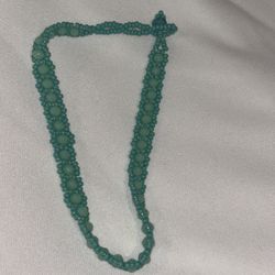 Teal Flower Beaded Bracelet 