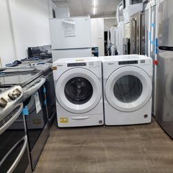 washer  and dryer  whirlpool side 27 new open box front loater warranty  ready to deliver in white