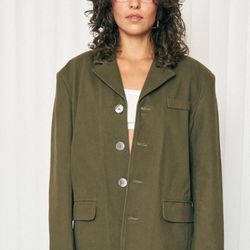 Fashion Brand Company Unisex Green Canvas Professor Jacket - Medium