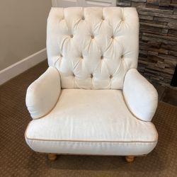 Pier 1 Imports Matching pair of Chas Burlap trim flax armchair, Soft White 