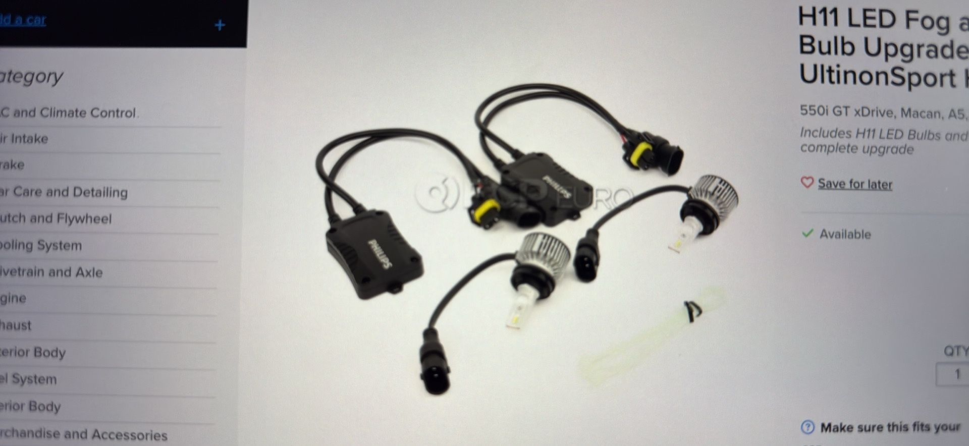 Philips H11 LED Headlight Bulbs And Adapter Canbus