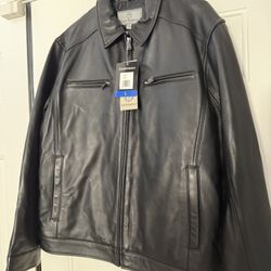 Men’s New Leather Jacket With Tags Boston Harbour 