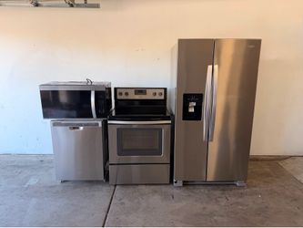Refrigerator Range Dishwasher Microwave Kitchen Set 60 Day Warranty