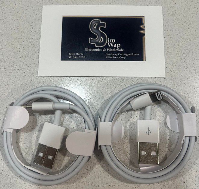 (2 For $5 Authentic Apple Lighting To USB Chargers For iPhone