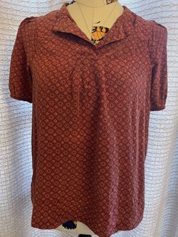 Banana Republic Rust Patterned Silk  Blouse