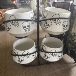Set of 4  Skull Coffee Mugs