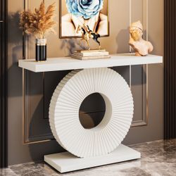 Modern Console Table 40" Wood Sofa Table With Geometric