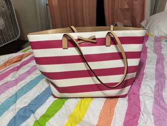 Kate Spade Pink & White Striped Tote Bag