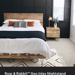 West Elm Roar And Rabbit Brass Geo Inlay King Headboard And Nightstands