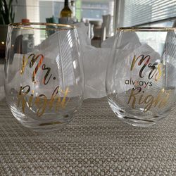 Newlywed Stemless Wine Glasses