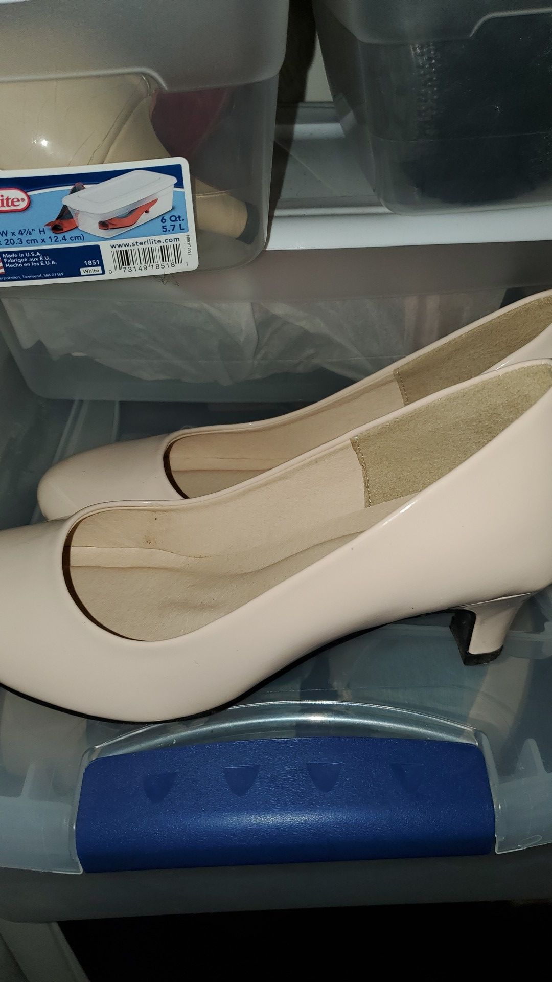 Woman's Patent Leather Pale Pink Heels, Size 7