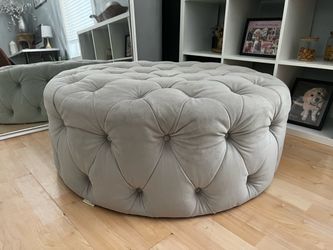 PBK Pottery Barn Kids Large Grey Tuft Ottoman