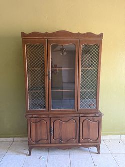 Vintage Wood China Cabinet Hutch