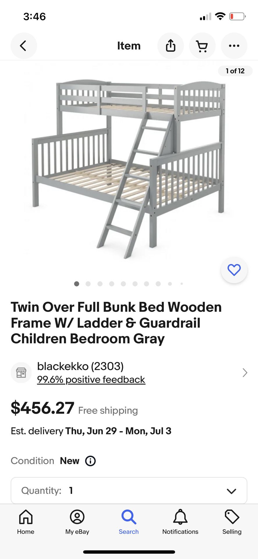 Grey Wooden Bunk Bed Twin Over Full Bed 