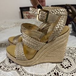 Michael Kors Gold Sandals Wedges- Size 10