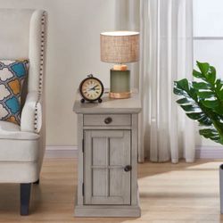 Saldana Block End Table with Storage and Built-In Outlets
