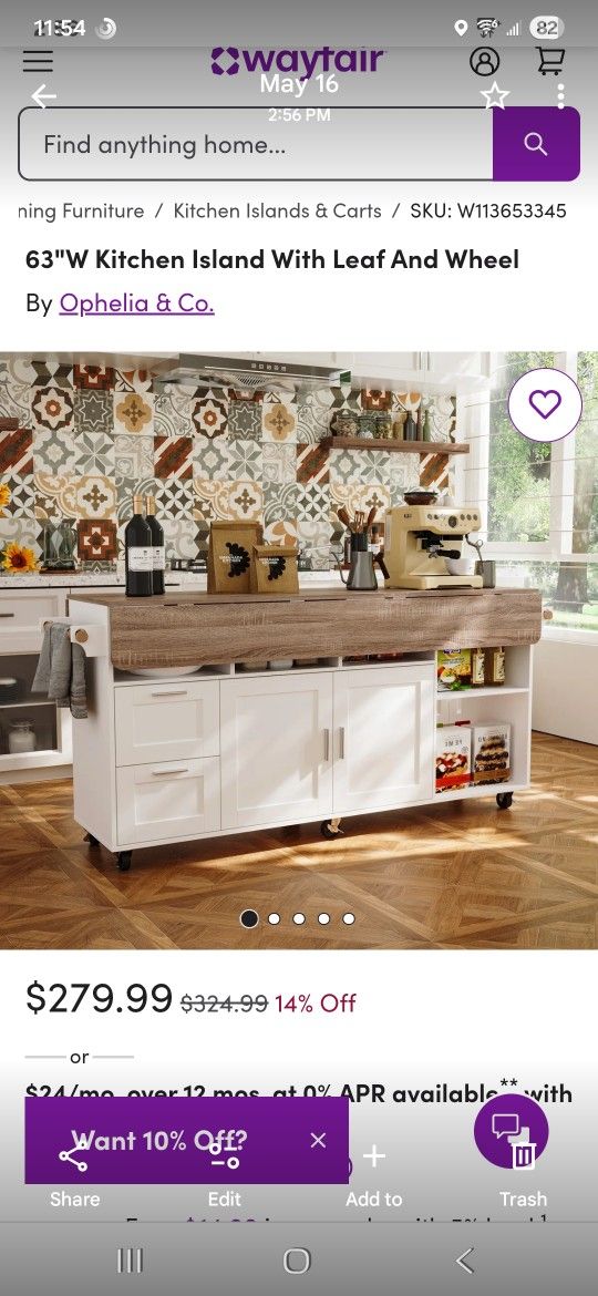 Kitchen Island With Leaf And Wheels
