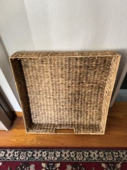 Large Wicker Storage Box Tray