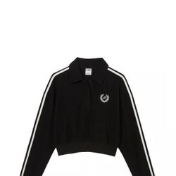 New Reverse Fleece Cropped Polo Sweatshirt