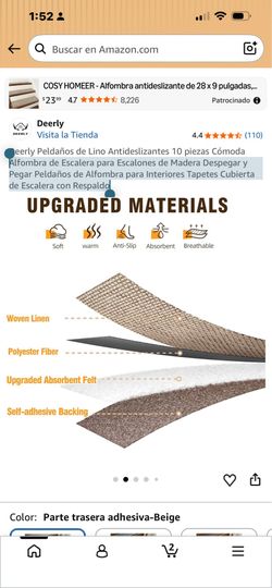 Alfombra de Escalera para Escalones de Madera Despegar y Pegar Peldaños de Alfombra para Interiores Tapetes Cubierta de Escalera con Respaldo