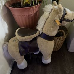 Ride-on Walking Rolling Kids Horse with Easy Rolling Wheels,