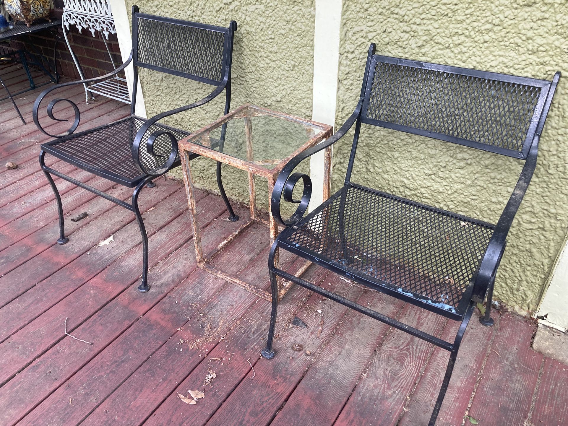 Metal Table w/ Glass Tabletop