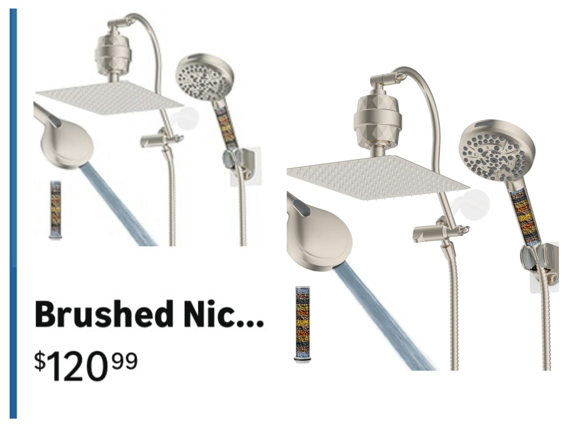 Hibbent All Metal 12'' Filtered Rainfall Shower Head Combo, High Pressure Handheld Shower Head with 12'' Adjustable Curved Extension Arm, 20 Stage Sho