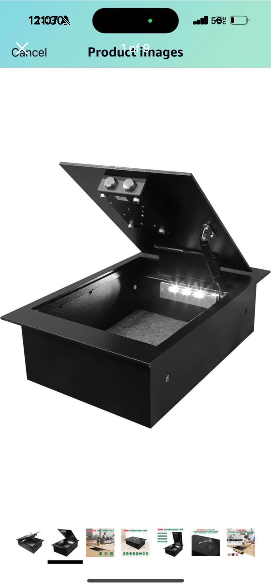 0.7 CUFT Underground Safe for Home, All-Steel Safe Box Fireproof Waterproof. M Safe with LED Light f