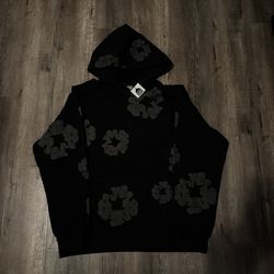 All black denim tears hoodie size medium