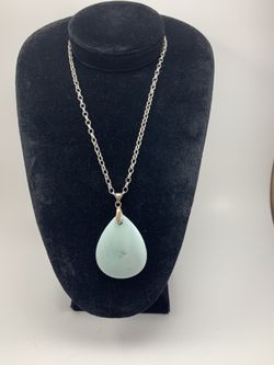 SarahCov silver tone necklace with natural stone pendant