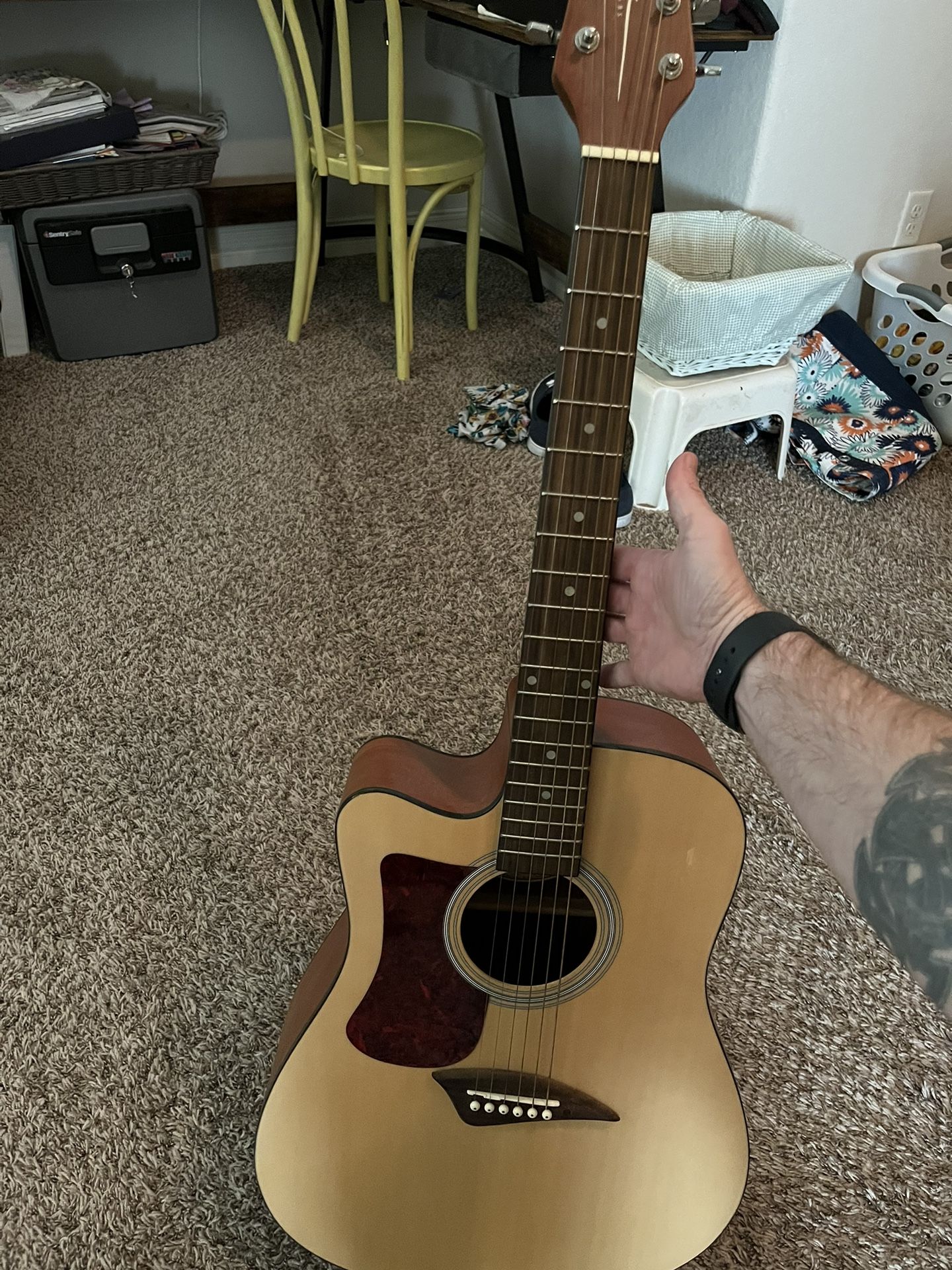 Left Handed Kona Acoustic Guitar with Case