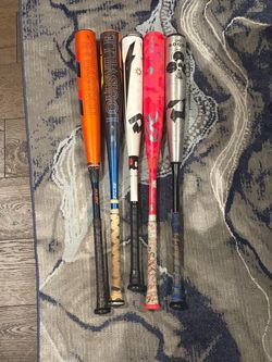 Lot of 5 Baseball Bats – Louisville Slugger, DeMarini, Rawlings