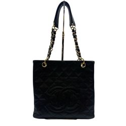 𝐂𝐇𝐀𝐍𝐄𝐋  Caviar PST Tote Bag Chain Shoulder Bag Black Leather 