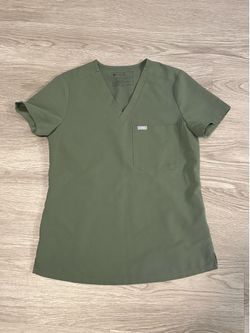 Olive green figs scrubs top size XS