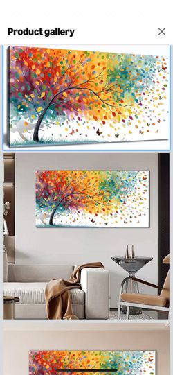 Colorful Tree of Life Wall Art for Living Room Butterfly Plant Landscape Artwork for Bedroom Office Canvas Prints Ready to Hang 20"x40"