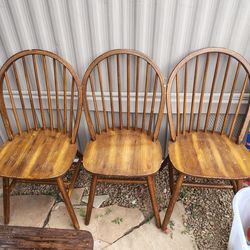 3 Solid Wood Chairs.