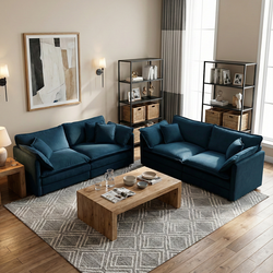 Fremont 2-Piece Chenille Upholstered Loveseat Sofa Set